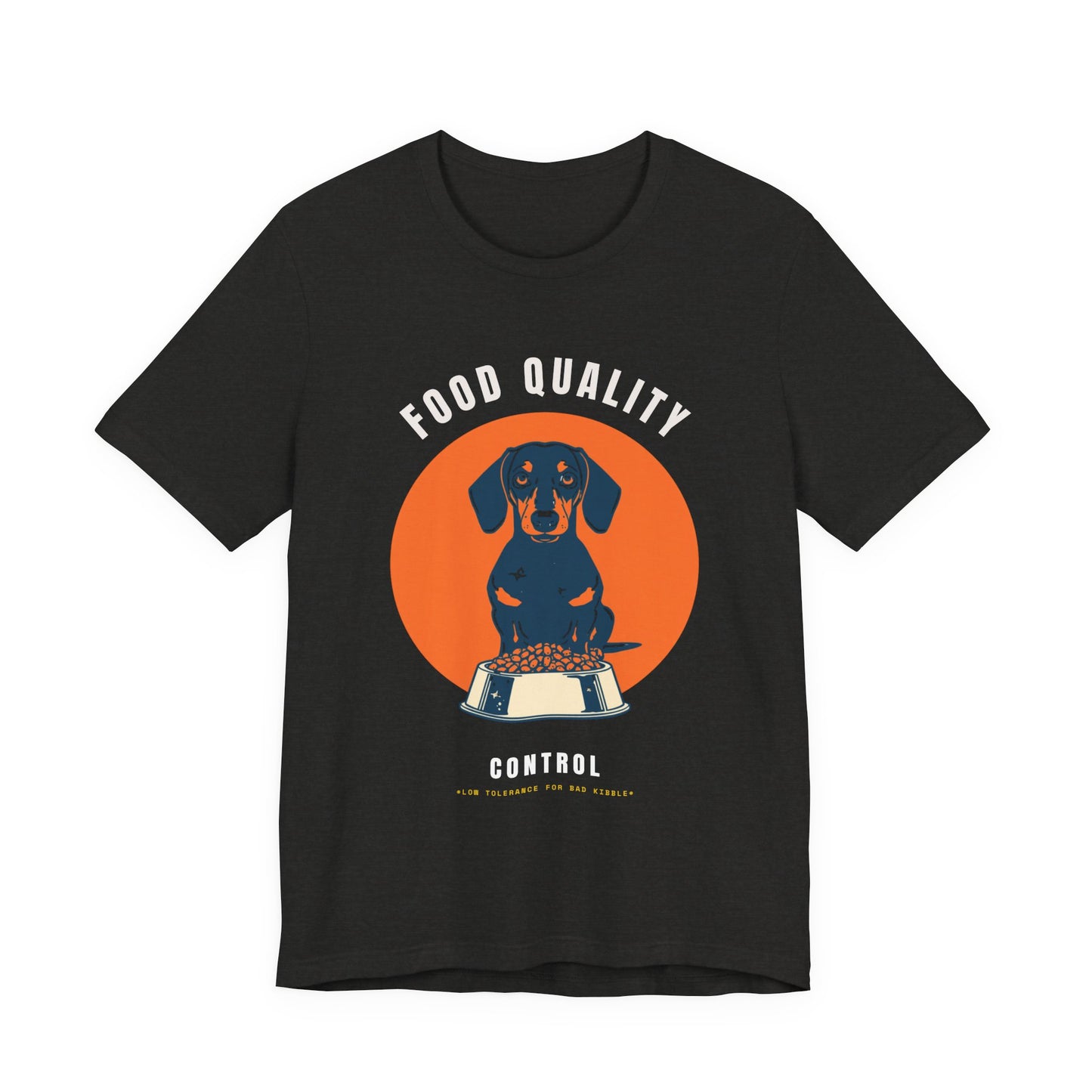 Food Quality Control Dachshund t-shirt — neckline and collar detail