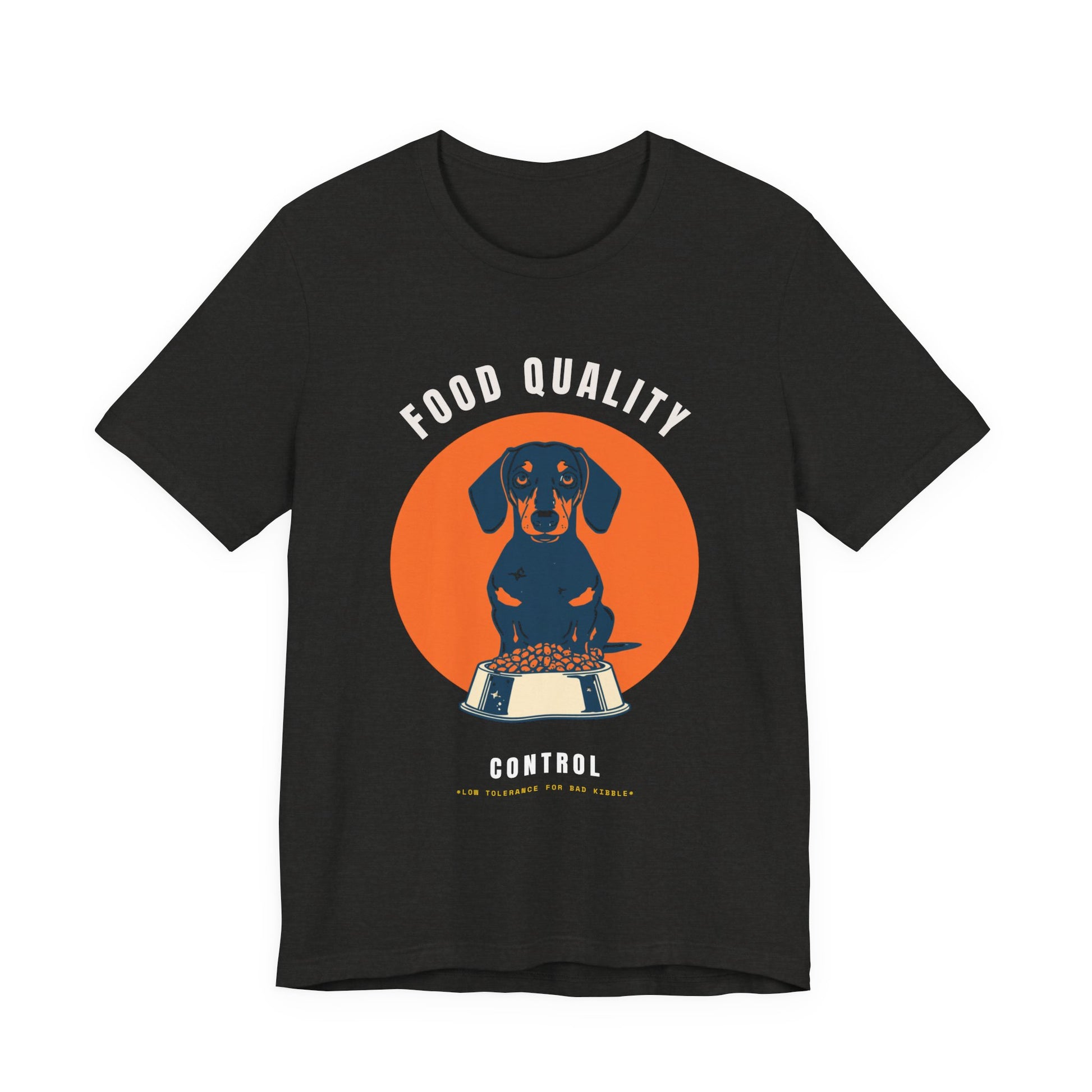 Food Quality Control Dachshund t-shirt — neckline and collar detail