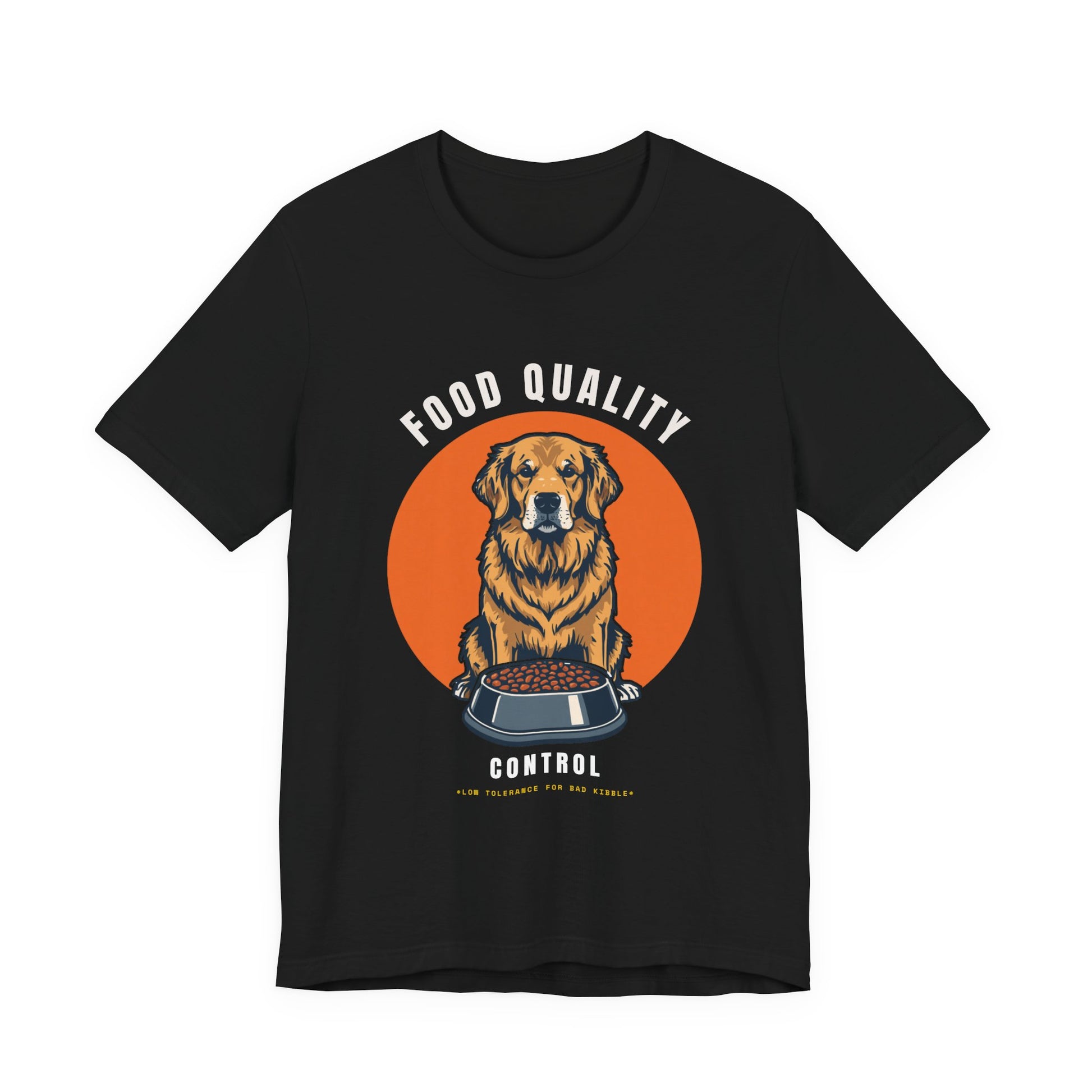 Food Quality Control Golden Retriever t-shirt — Navy colour option
