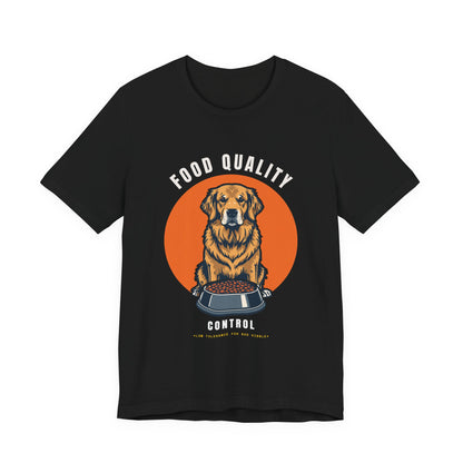 Food Quality Control Golden Retriever t-shirt — Navy colour option