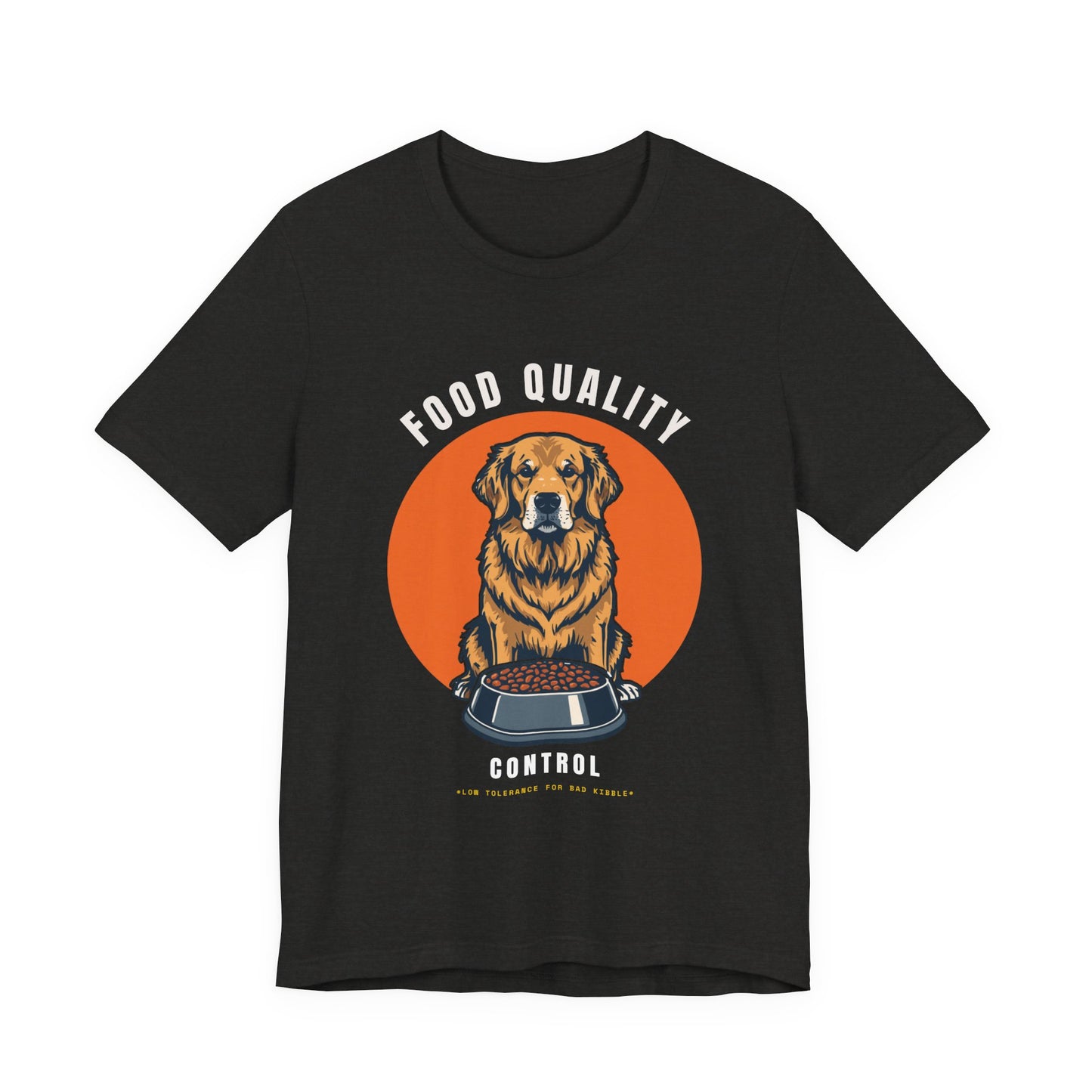 Food Quality Control Golden Retriever t-shirt — neckline and collar detail