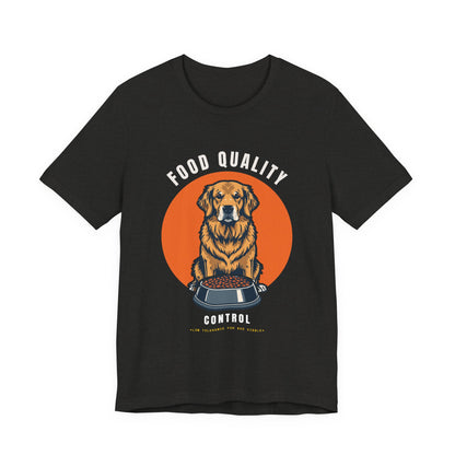 Food Quality Control Golden Retriever t-shirt — neckline and collar detail