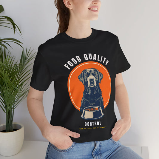 Food Quality Control Labrador t-shirt — front view on model