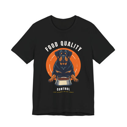 Food Quality Control Rottweiler t-shirt — Navy colour option