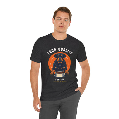 Food Quality Control Rottweiler t-shirt — full design view