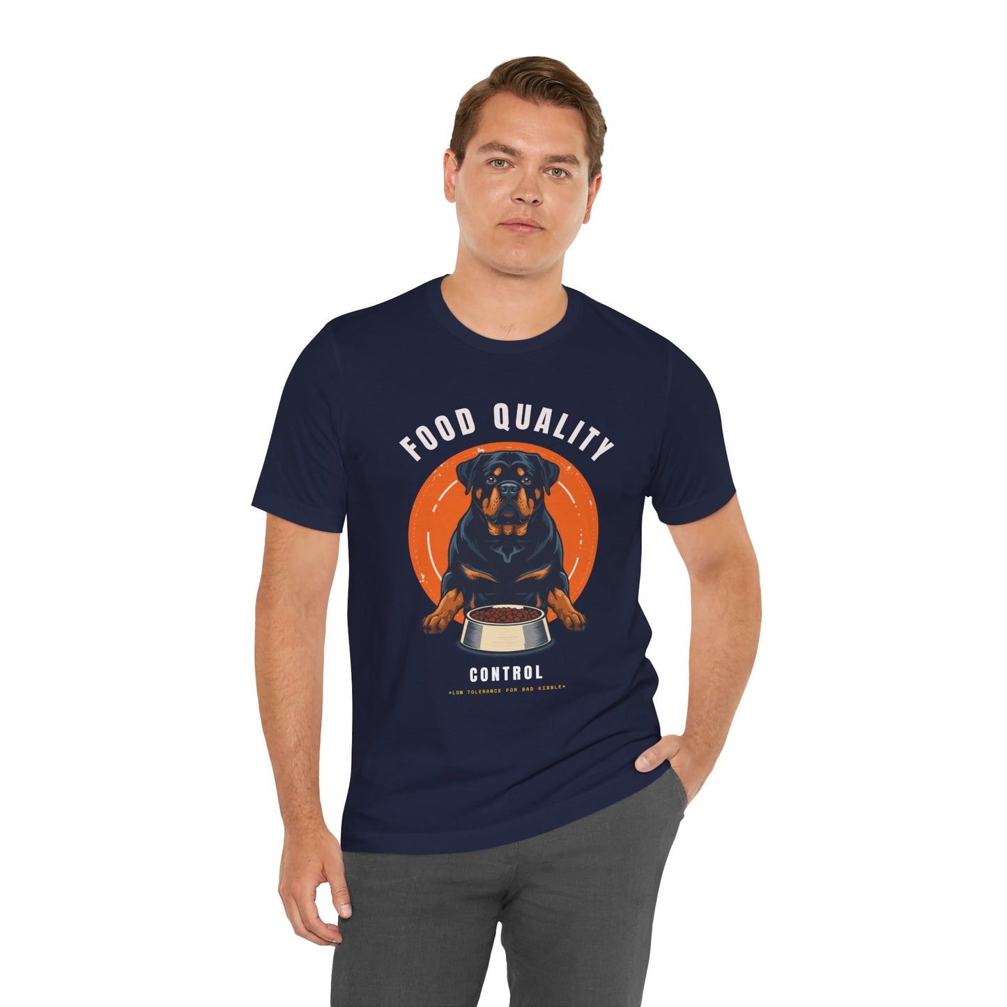 Food Quality Control Rottweiler t-shirt — additional lifestyle shot