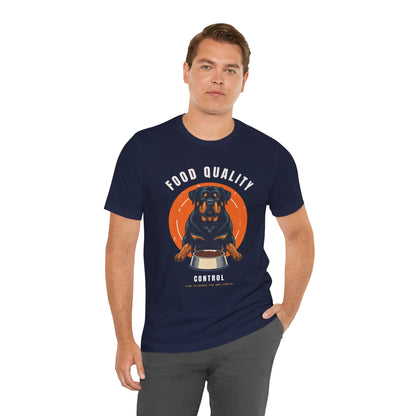 Food Quality Control Rottweiler t-shirt — additional lifestyle shot