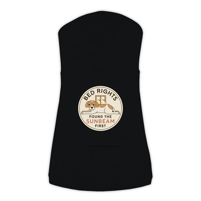 Found The Sunbeam First funny dog hoodie in black, sizes L to 3XL