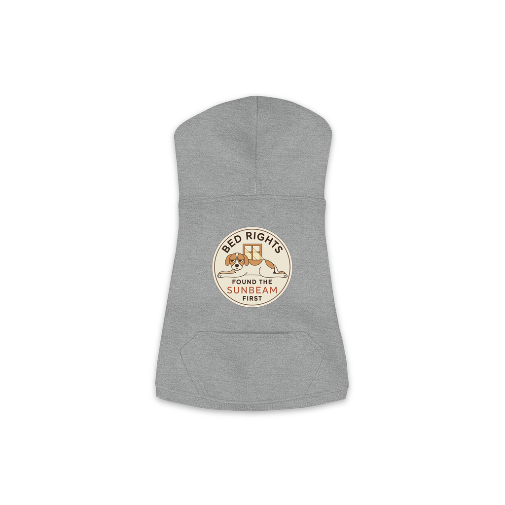 Found The Sunbeam First dog hoodie in granite heather grey, sizes XS to M