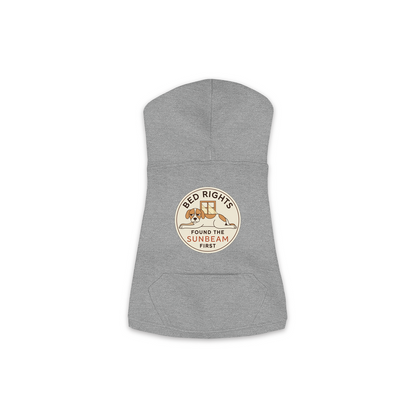 Found The Sunbeam First dog hoodie in granite heather grey, sizes XS to M