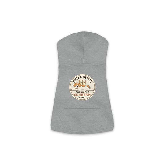 Found The Sunbeam First dog hoodie in granite heather grey, sizes XS to M