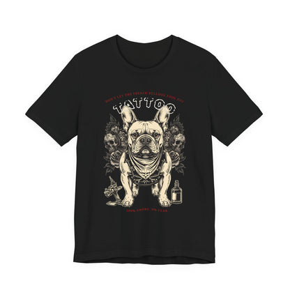 French Bulldog Biker Ink Shop t-shirt - black - flat lay