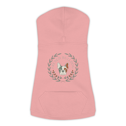 French Bulldog dog hoodie in Mauvelous — boho-inspired print on cosy fleece pullover, size L