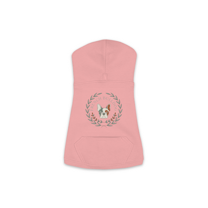 French Bulldog dog hoodie in Mauvelous — boho-inspired print on cosy fleece pullover, size M