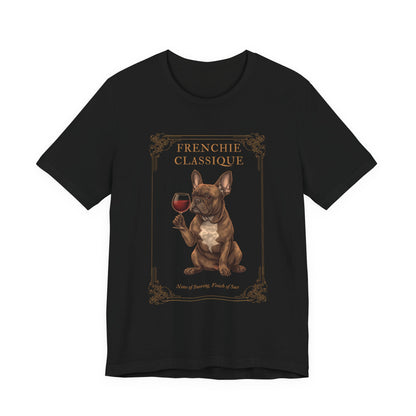French Bulldog Breed Sommelier T-Shirt - Dark Grey Heather - Front View