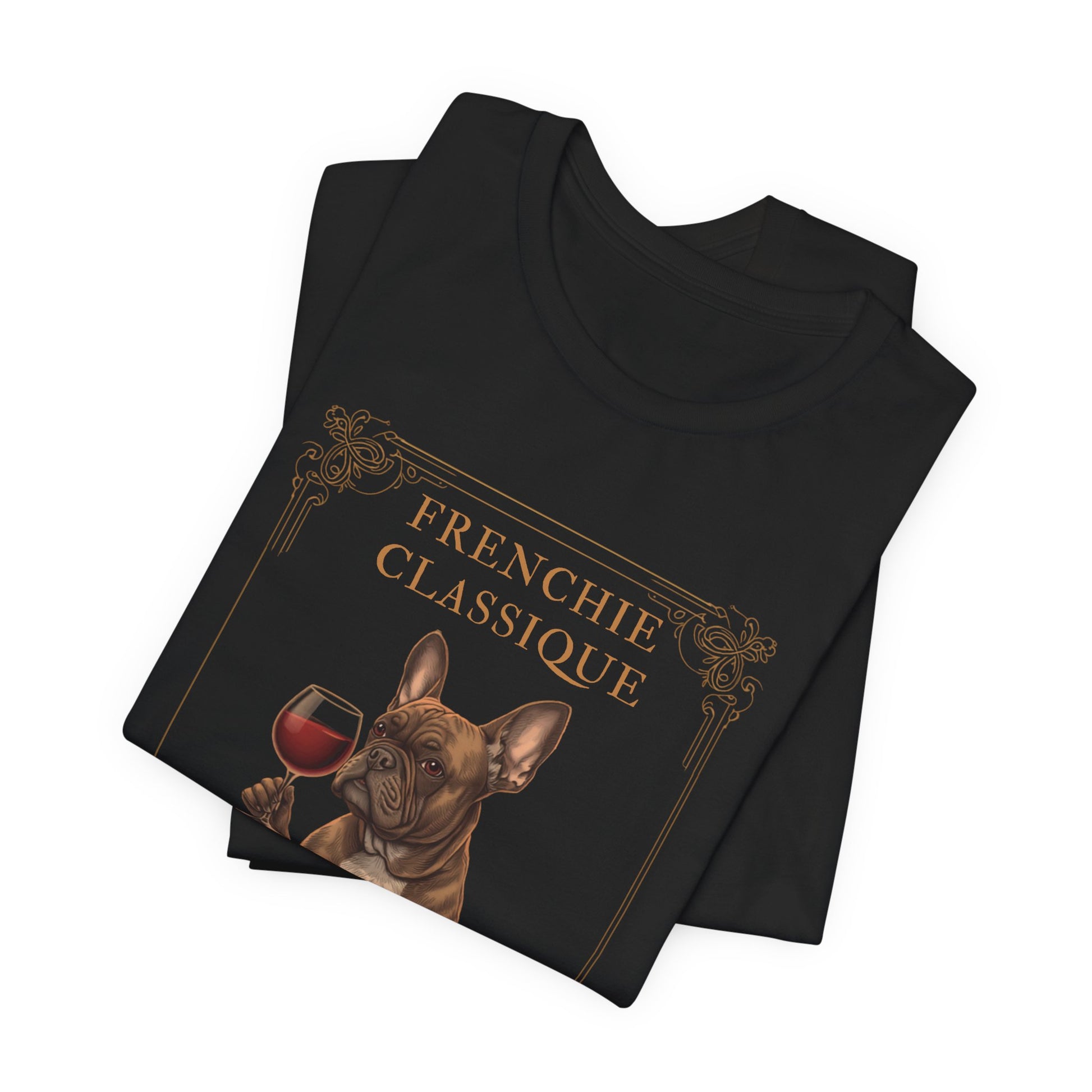 French Bulldog Breed Sommelier T-Shirt - Dark Grey Heather - Side View