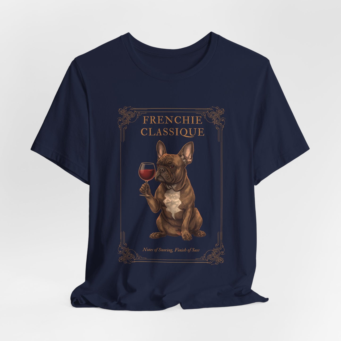 French Bulldog Breed Sommelier T-Shirt - Close-up Detail 7