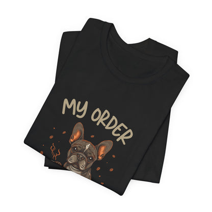 French Bulldog Café Order T-Shirt – Dark Grey Heather – Back View