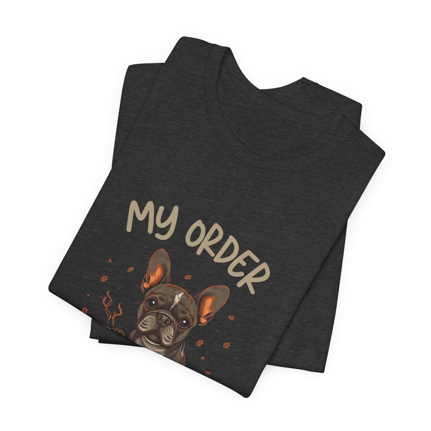 French Bulldog Café Order T-Shirt – Close-up Detail 4