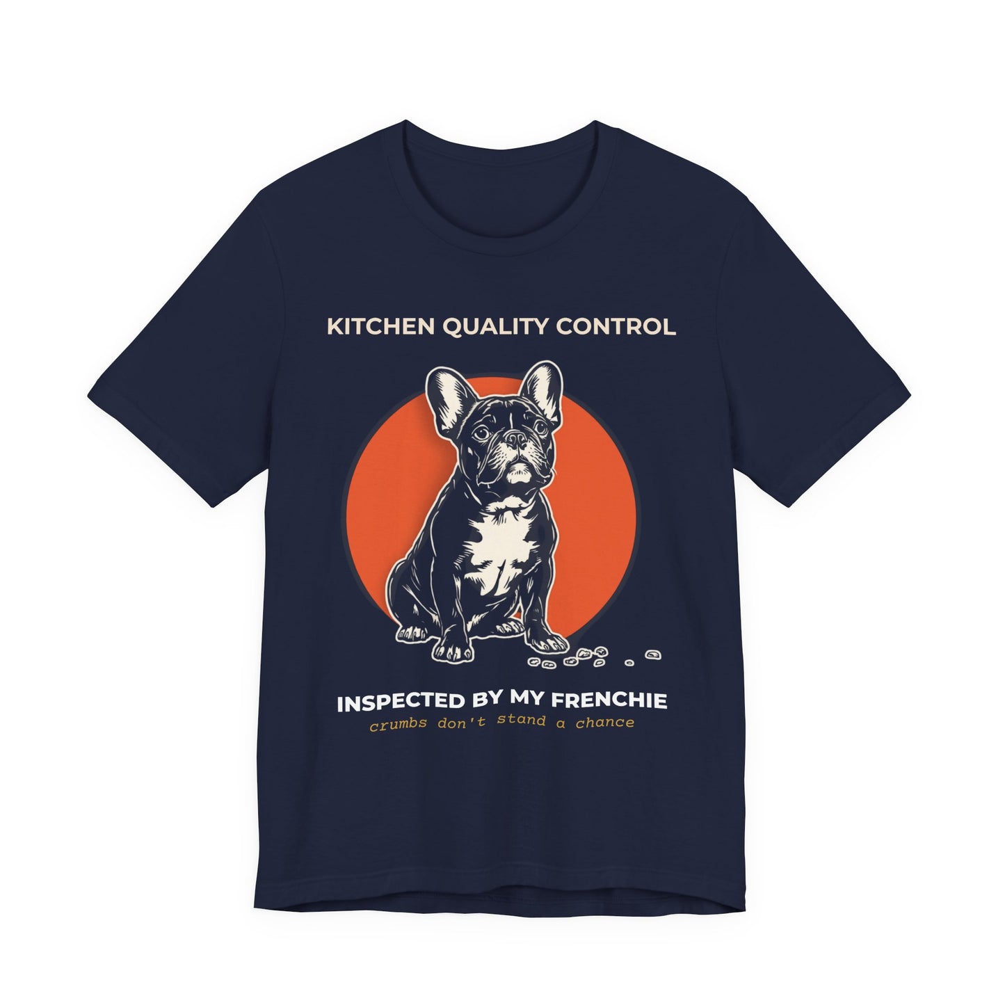 Kitchen Quality Control French Bulldog t-shirt — funny Frenchie kitchen tee on Bella+Canvas 3001, view 24