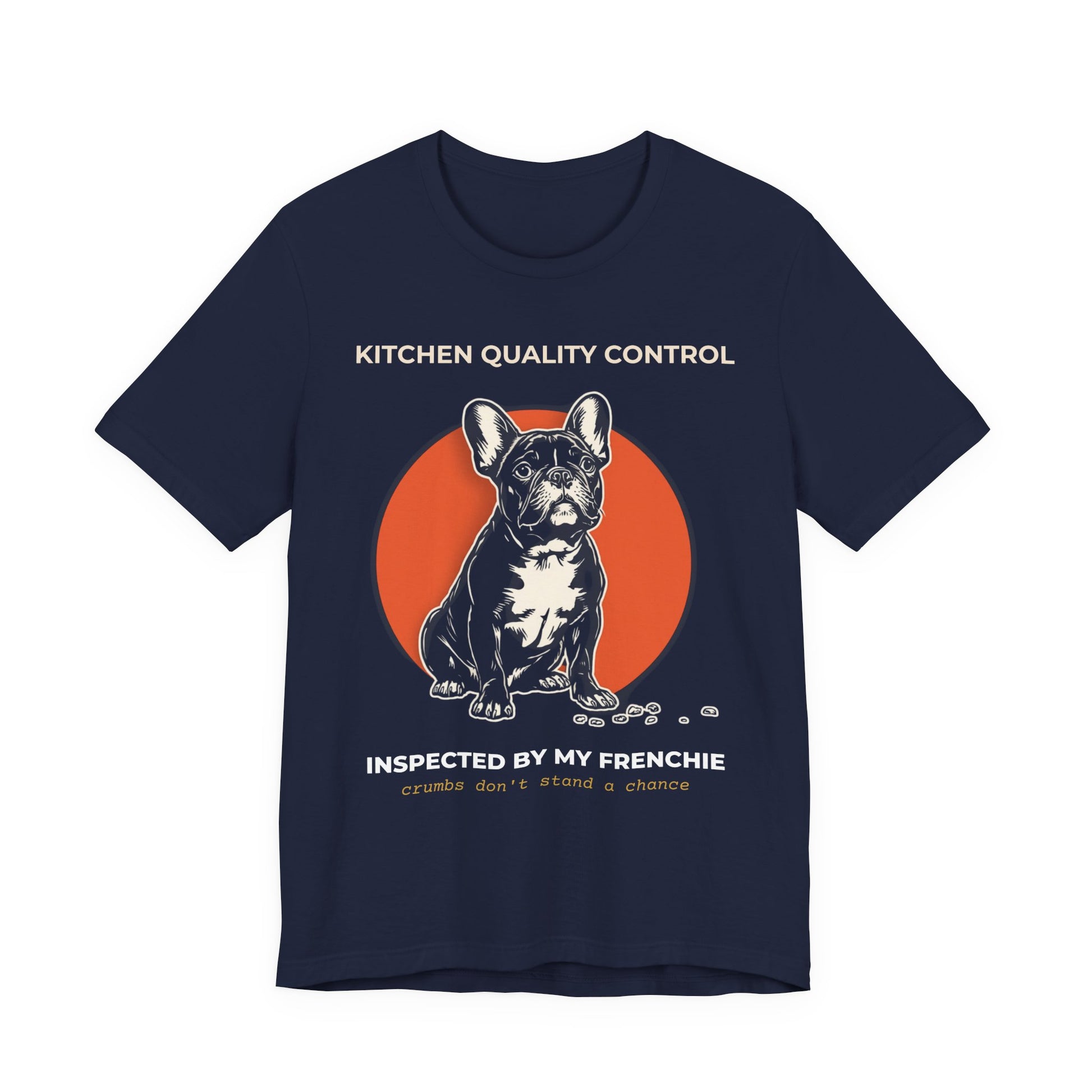 Kitchen Quality Control French Bulldog t-shirt — funny Frenchie kitchen tee on Bella+Canvas 3001, view 24