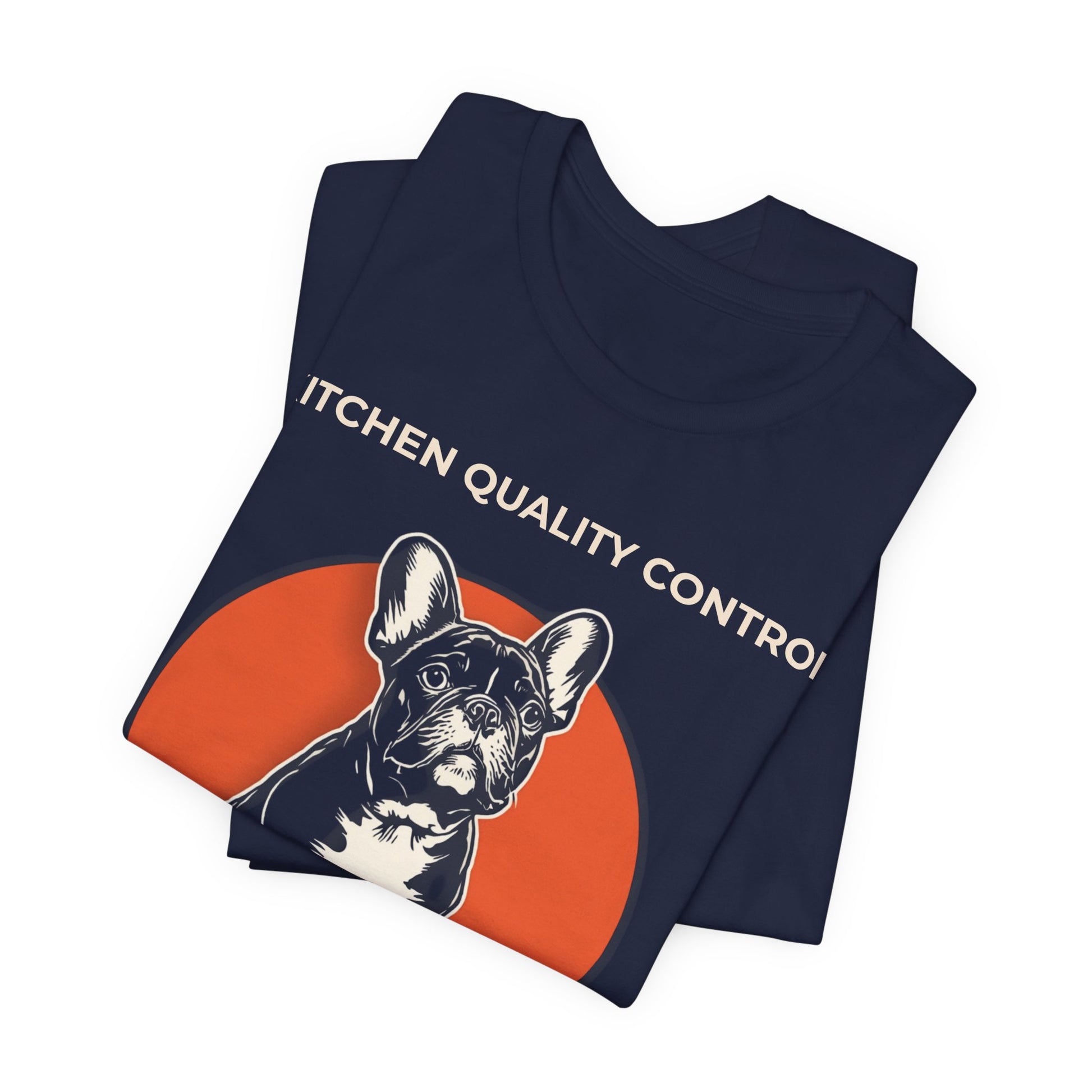 Kitchen Quality Control French Bulldog t-shirt — funny Frenchie kitchen tee on Bella+Canvas 3001, view 26