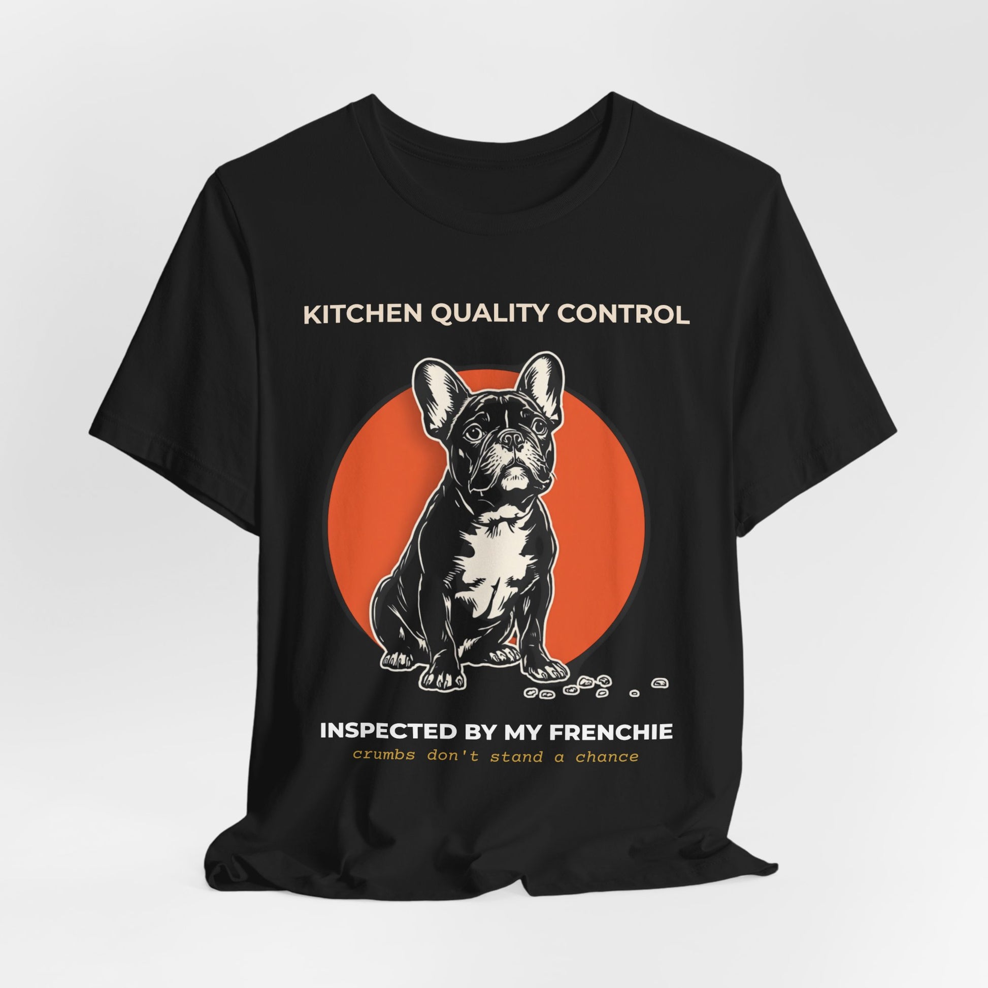 Kitchen Quality Control French Bulldog t-shirt — funny Frenchie kitchen tee on Bella+Canvas 3001, view 9