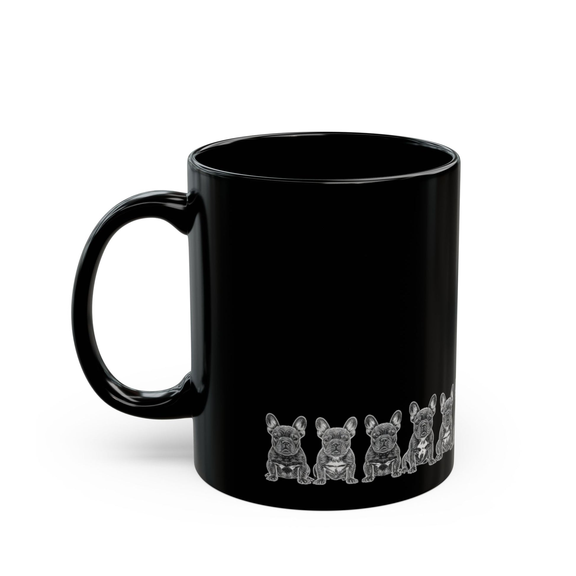 French Bulldog ceramic mug with coffee on a desk