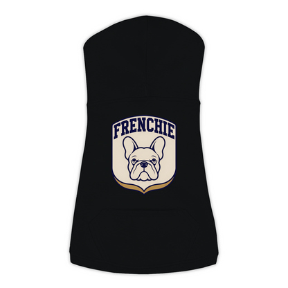 French Bulldog Patch Hoodie in Black, size Large
