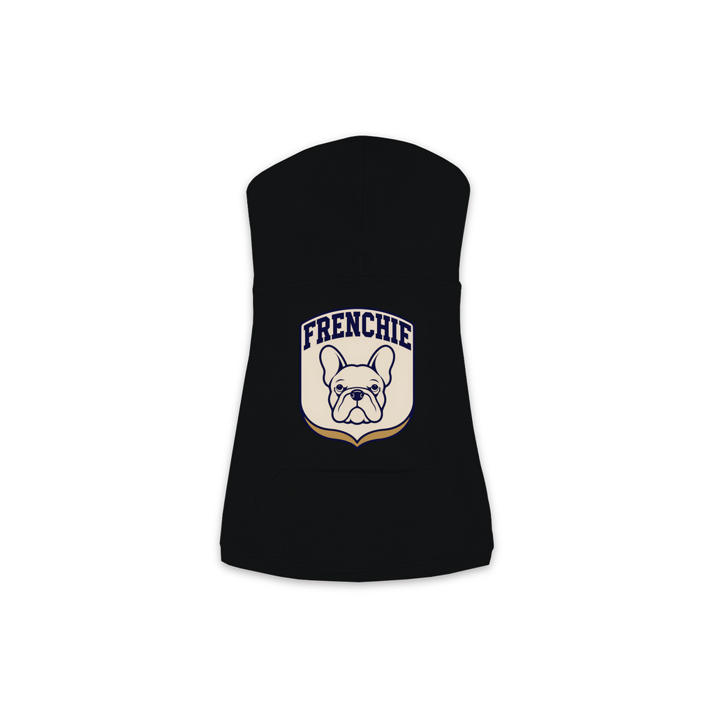 French Bulldog Patch Hoodie in Black, size Medium