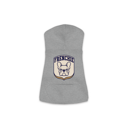 French Bulldog Patch Hoodie in Granite Heather, size Medium