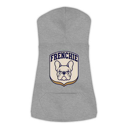 French Bulldog Patch Hoodie in Granite Heather, size Extra Large