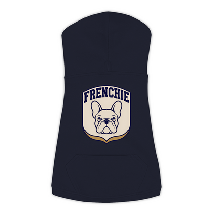 French Bulldog Patch Hoodie in Navy, size Extra Large