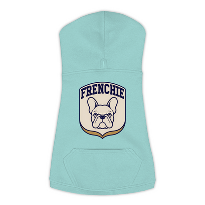 French Bulldog Patch Hoodie in Saltwater, size Large