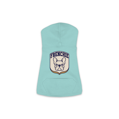 French Bulldog Patch Hoodie in Saltwater, size Medium