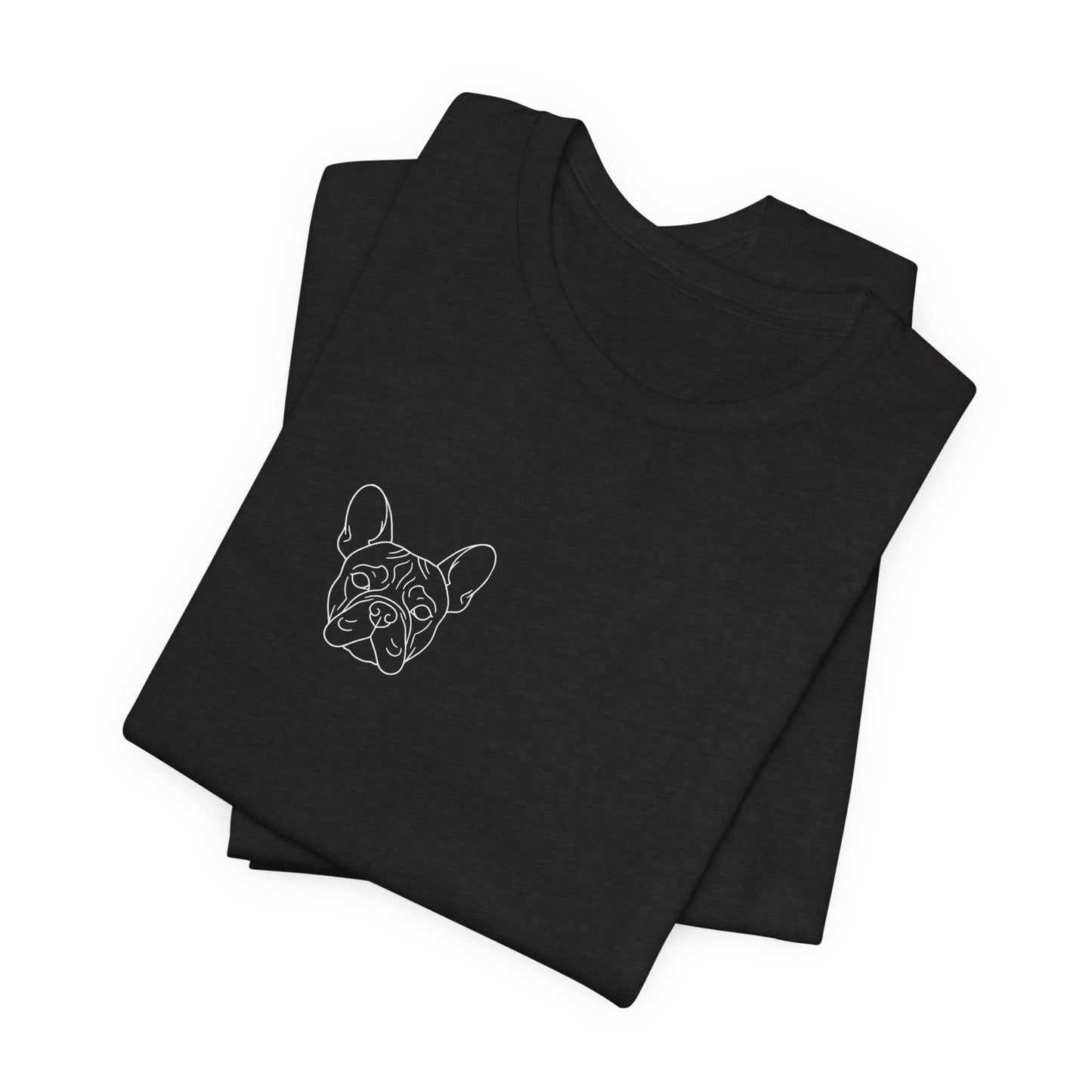 French Bulldog premium minimalist t-shirt collar detail - SniffWaggleNWalk
