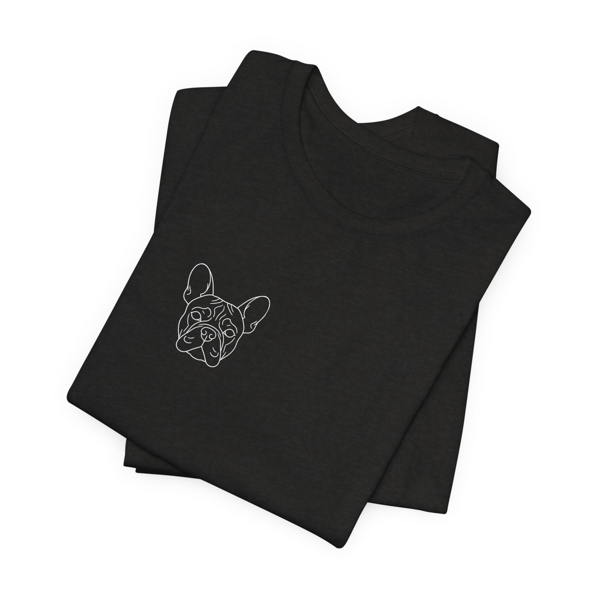 French Bulldog premium minimalist t-shirt collar detail - SniffWaggleNWalk