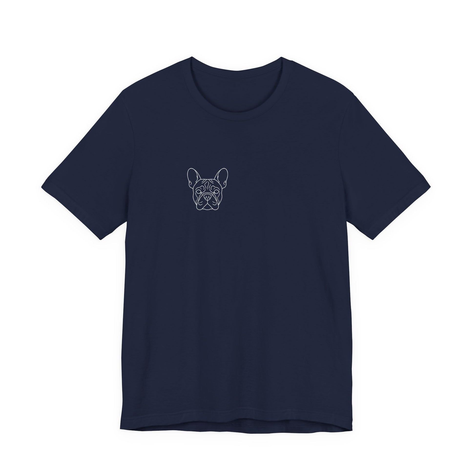 French Bulldog premium minimalist t-shirt Navy colourway - SniffWaggleNWalk