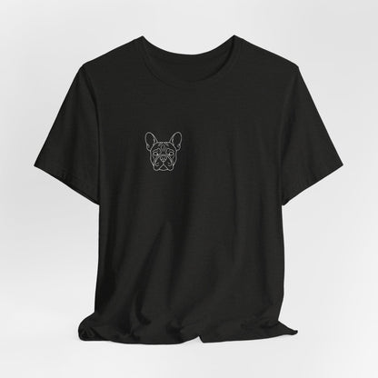 French Bulldog premium minimalist t-shirt worn outdoors - SniffWaggleNWalk