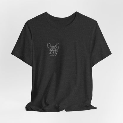 French Bulldog premium minimalist t-shirt print placement detail - SniffWaggleNWalk