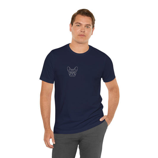 French Bulldog premium minimalist t-shirt worn by a woman - SniffWaggleNWalk
