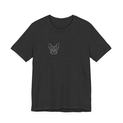 French Bulldog premium minimalist t-shirt worn by a woman angle 3 - SniffWaggleNWalk