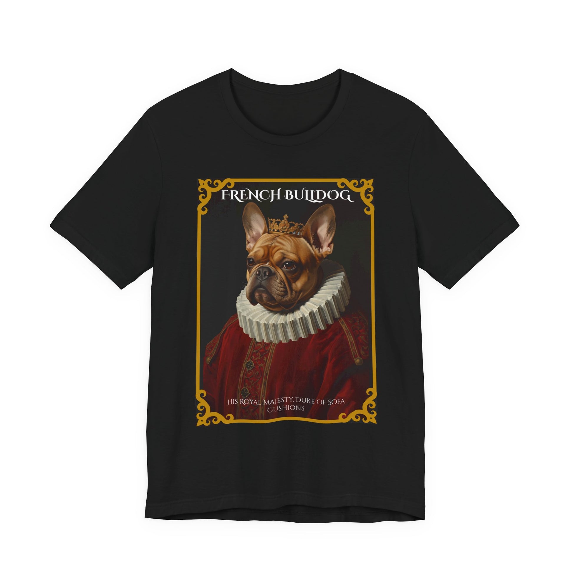 Flat lay of the French Bulldog Renaissance portrait t-shirt