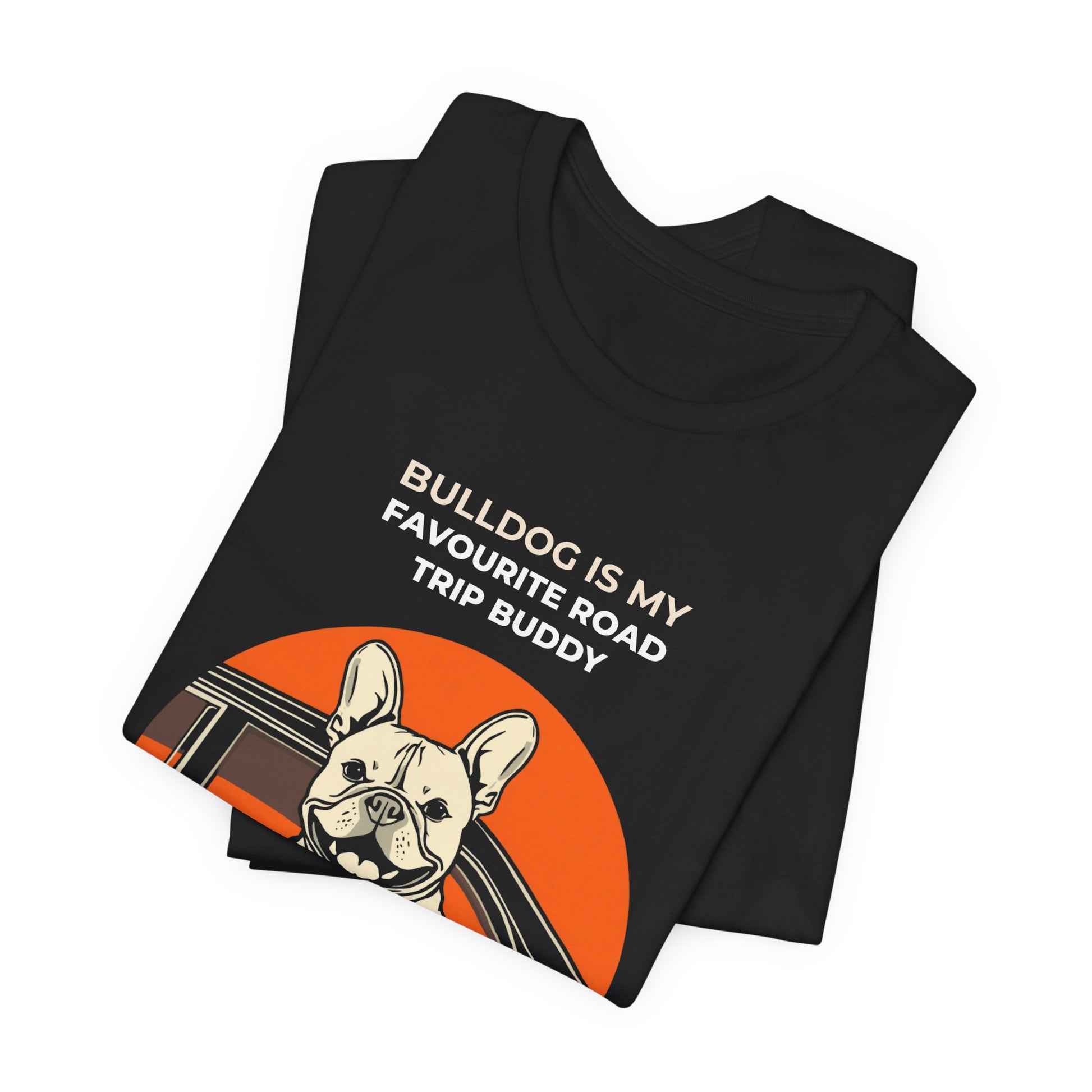 French Bulldog Road Trip Buddy t-shirt — funny Frenchie travel tee on Bella+Canvas 3001, view 8