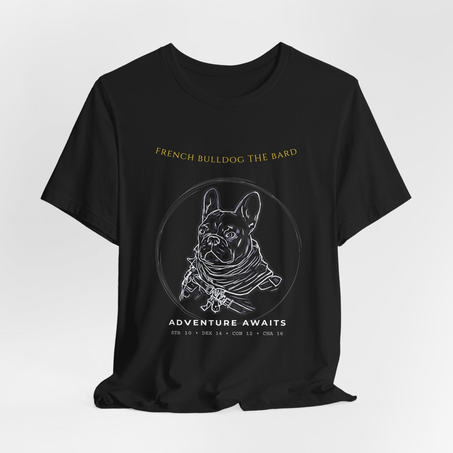 French Bulldog The Bard T-Shirt size chart