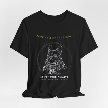 French Bulldog The Bard T-Shirt size chart