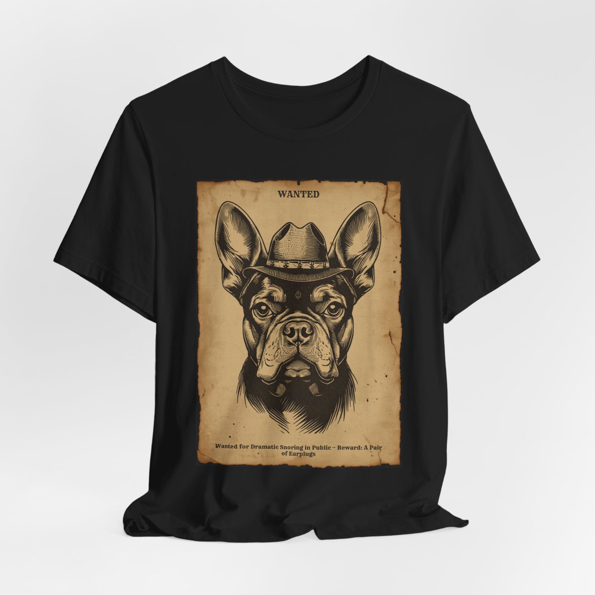 French Bulldog Wanted Outlaw t-shirt folded flat