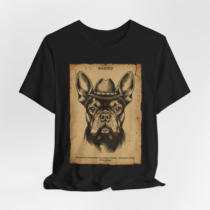 French Bulldog Wanted Outlaw t-shirt folded flat