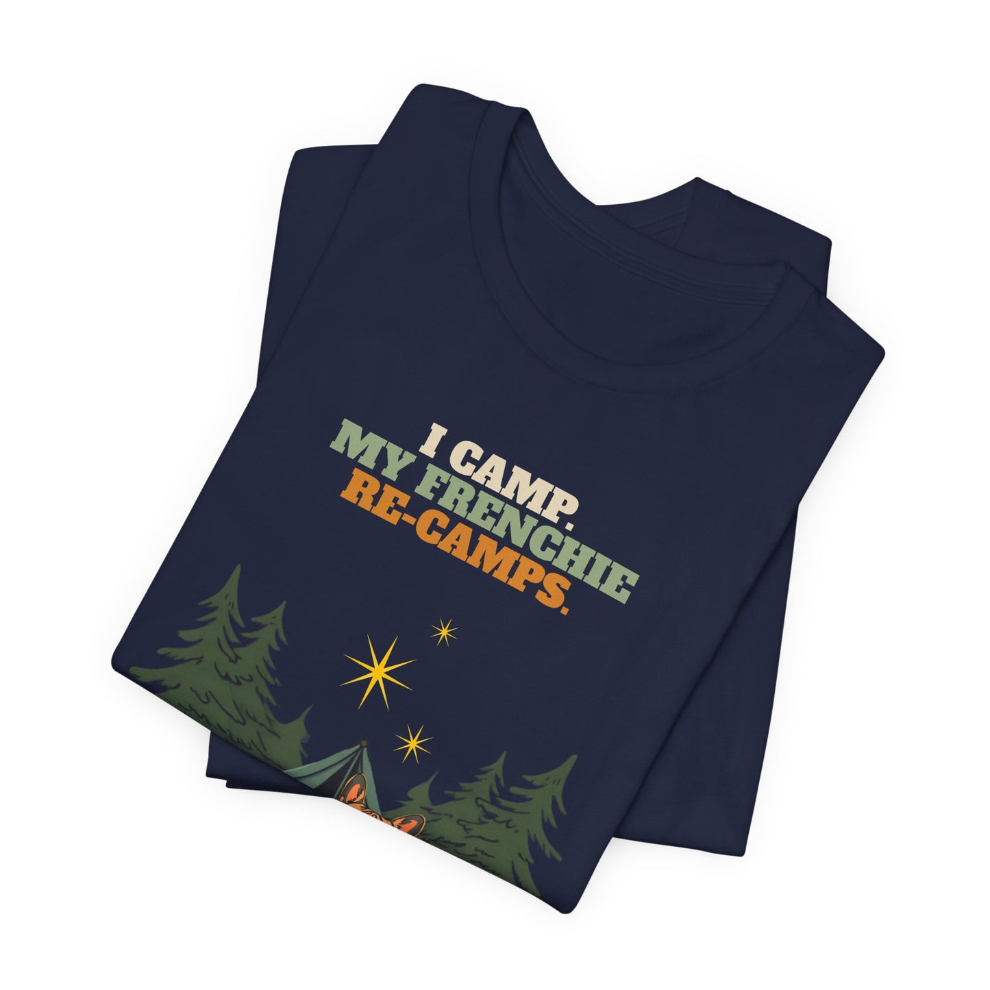 Frenchie camping tee full design view