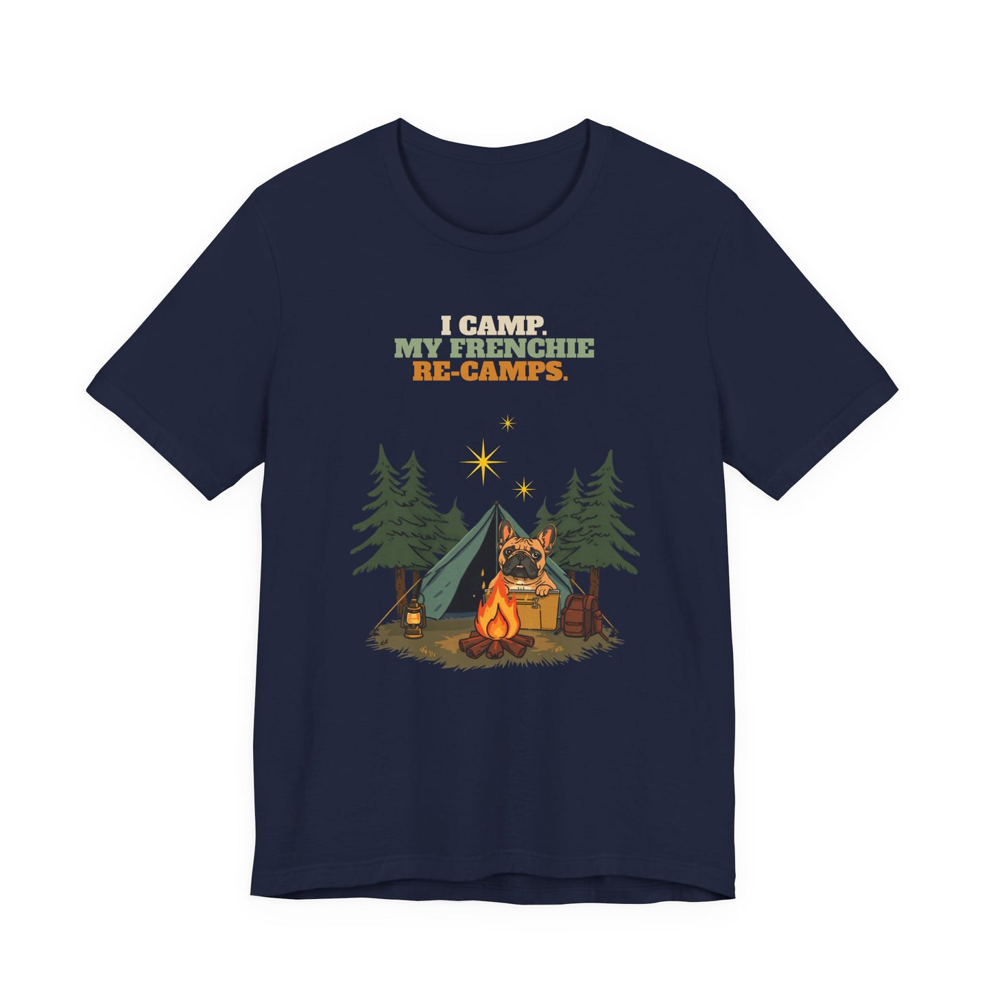 Frenchie camping tee lifestyle shot two